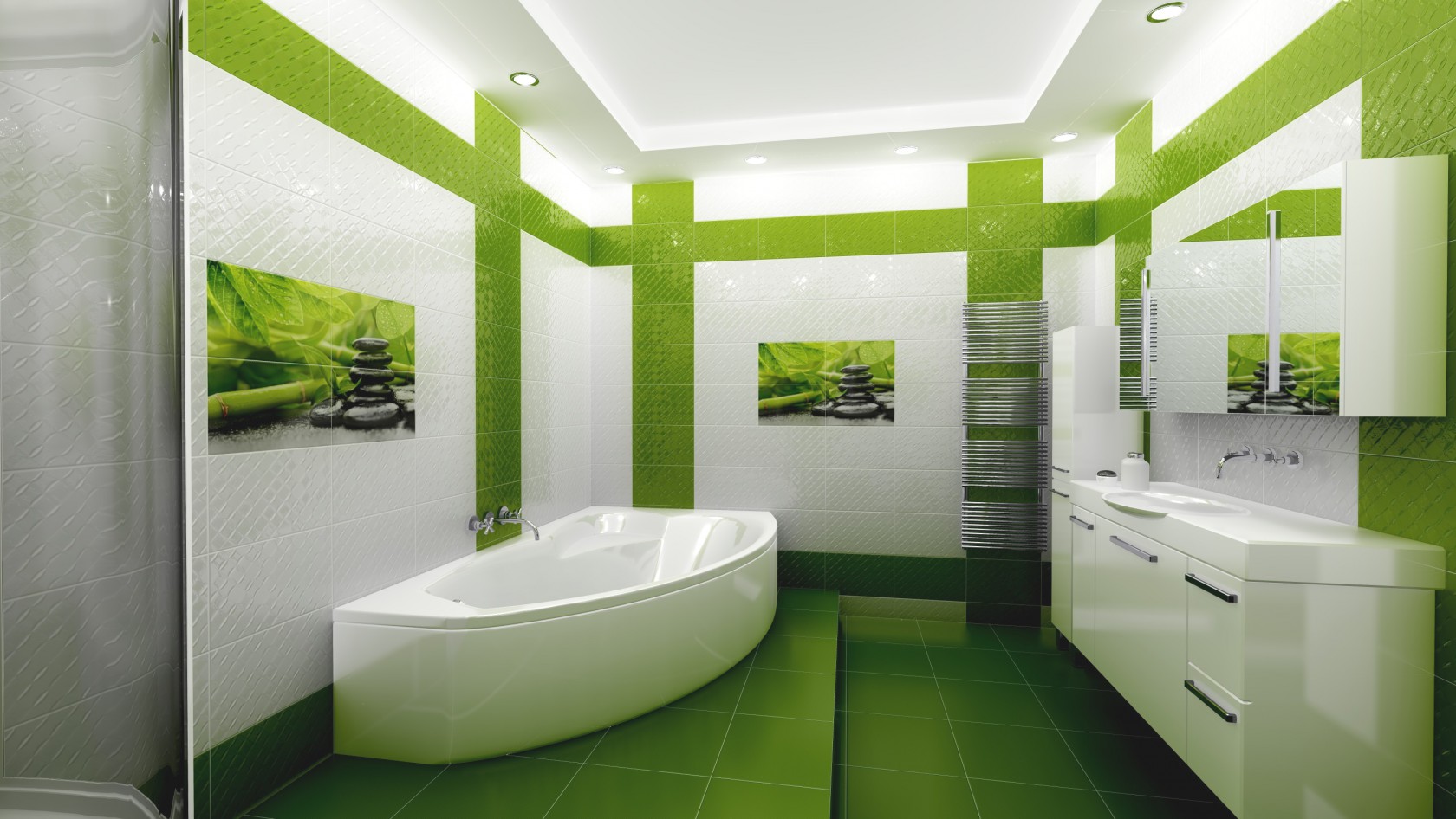 Зеленая ванная комната? Свежо и прогрессивно!
