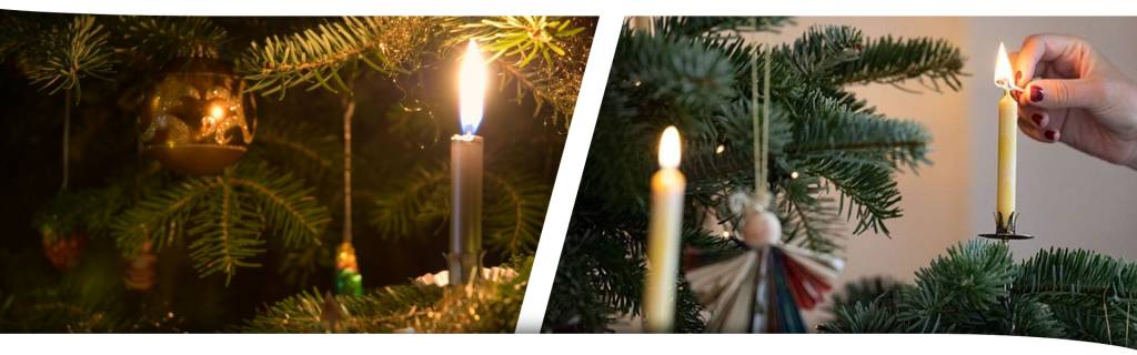 Свечи на новогодней елке
